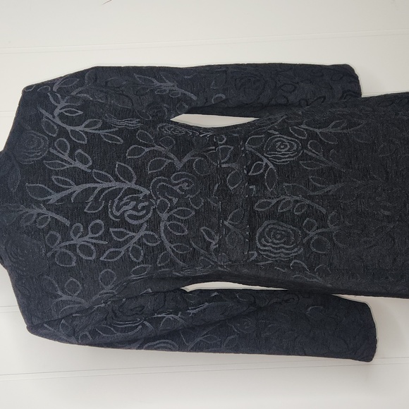 Y2K black velvet Brocade whismigoth Vampire Notch Lapel long length coat - Picture 6 of 13